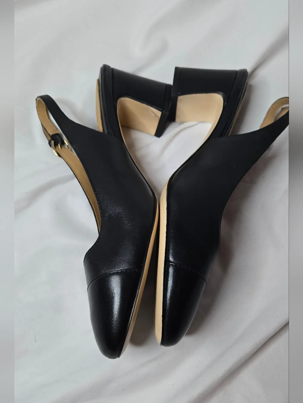 NWOT Quince Italian Black Leather 65MM Cap Toe Slingback Pump Women's 7 - Picture 6 of 12